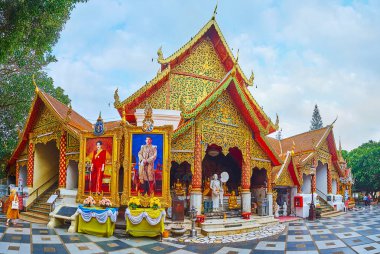 Panorama of Wat Phra That Doi Suthep shrines, Chiang Mai, Thaila clipart