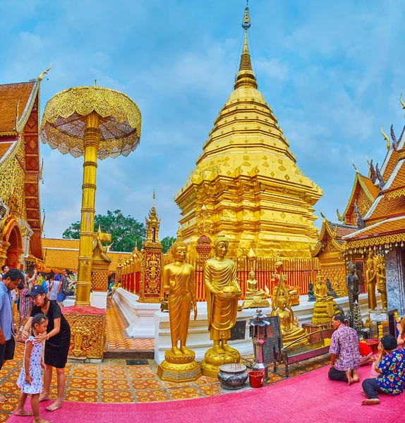 La pagoda di Wat Phra che Doi Suthep tempio, Chiang Mai, Thail — Foto Stock