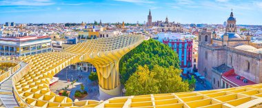 The cityscape from terrace of Metropol Parasol, Seville, Spain clipart