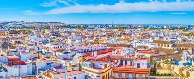 İspanya 'nın Sevilla' nın tarihi bölgelerinin manzarası.
