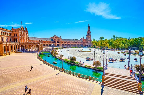 Ensemble of Spain Square, Siviglia, Spagna — Foto Stock