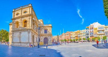 Plaza de San Francisco 'da panoramik manzara Şehir Meclisi inşaatı ile