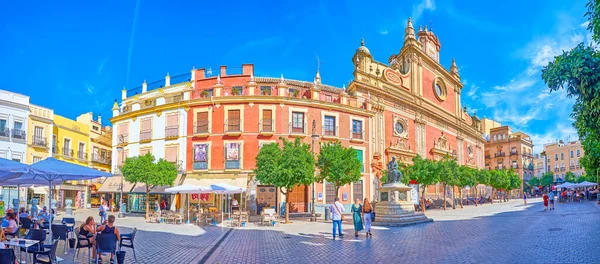 Panorama över Plaza del Salvador i Sevilla, Spanien — Stockfoto