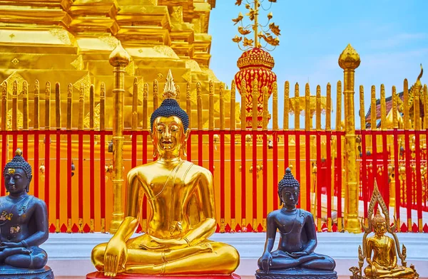 Buddha Images Touching Earth Jorden Vittnet Gest Vid Huvud Chedi — Stockfoto