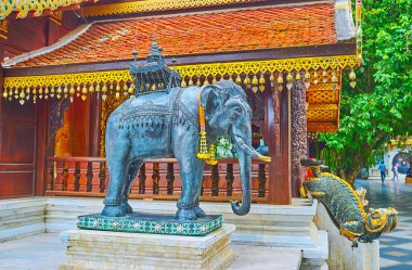 Arka planda Wat Phra That Doi Suthep Tapınağı, Chiang Mai, Tayland