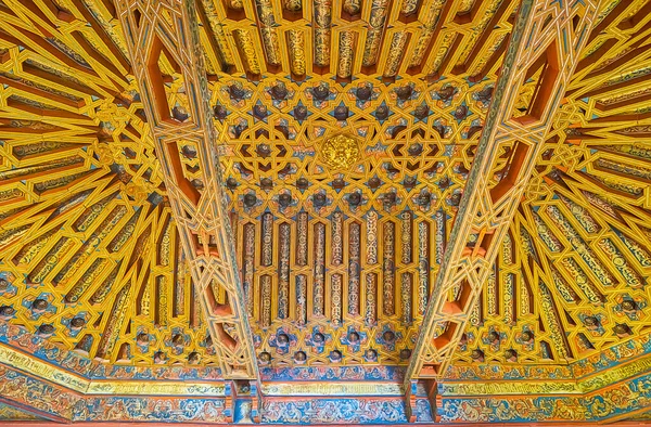 Granada Spain September 2019 Complex Wooden Ceiling Knigts Hall Sala — Stockfoto