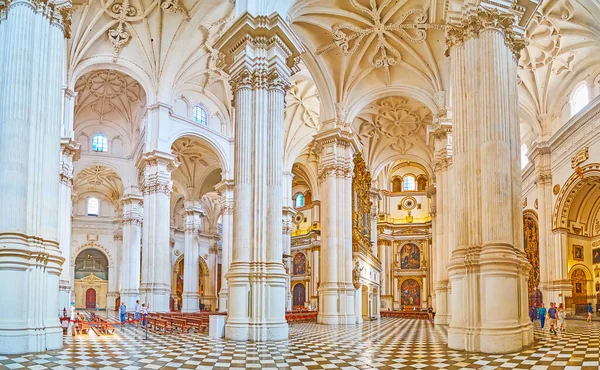 Granada España Septiembre 2019 Nave Catedral Encarnación Con Numerosas Columnas — Foto de Stock