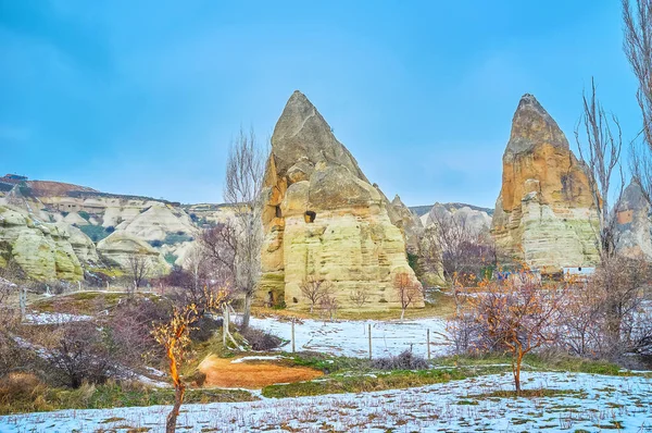 Las Formaciones Rocosas Chimenea Hadas Ubicadas Parque Nacional Goreme Famosas —  Fotos de Stock