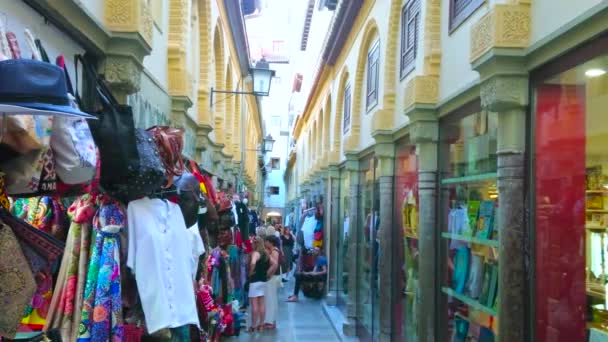 Granada Spain September 2019 Calle Alcaiceria Marknaden Tidigare Arabiska Grand — Stockvideo