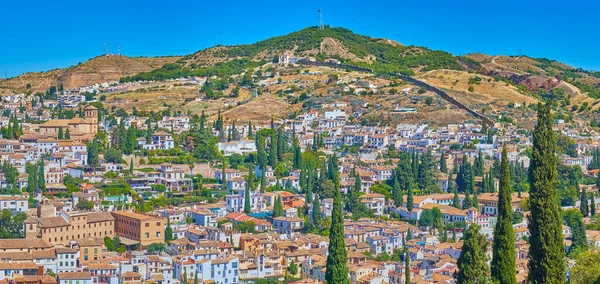 Die Dichte Historische Bebauung Der Hügeligen Albaicin Albayzin Und Sacromonte — Stockfoto