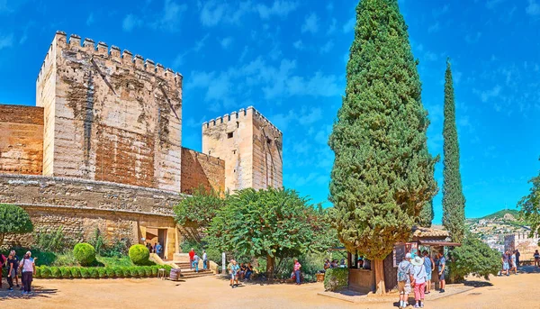 Granada Espanha Setembro 2019 Panorama Praça Dos Aljibes Alhambra Com — Fotografia de Stock