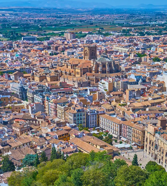 Geniet Van Het Uitzicht Het Centrum Van Granada Met Plaza — Stockfoto