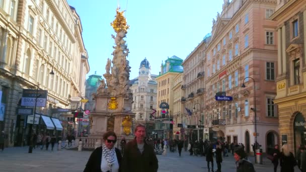 Vienna Oostenrijk Februari 2019 Plaag Holy Trinity Column Versierd Met — Stockvideo