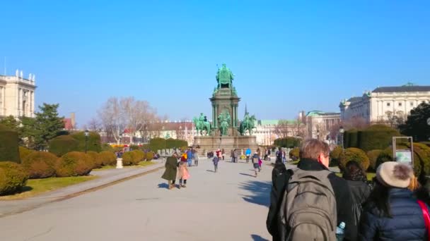 Vienna Österrike Februari 2019 Maria Theresien Platz Torg Med Baksidan — Stockvideo