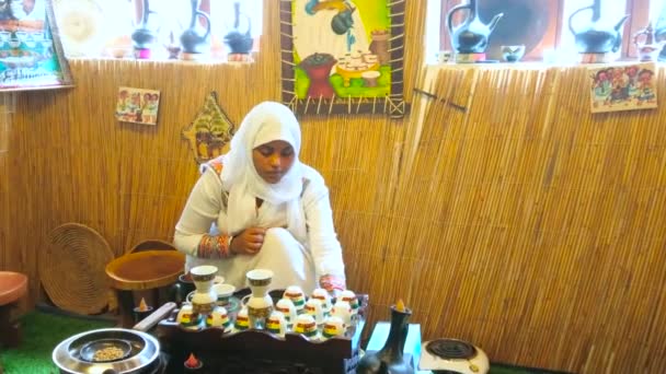 Dubai Förenade Arabemiraten Mars 2020 Besök Etiopiens Kaffeceremoni Kaffemuseet Och — Stockvideo