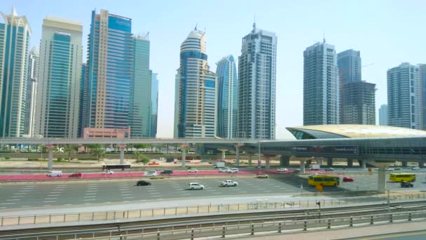 Дубай Оаэ Марта 2020 Панорама Дороги Шейх Заид Районе Дубаи — стоковое видео