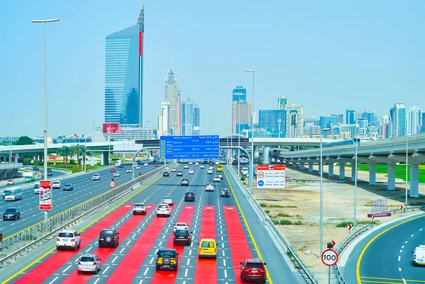 Dubai Emiratos Árabes Unidos Marzo 2020 Carretera Sheikh Zayed Distrito — Foto de Stock