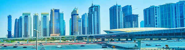 Dubai Emirados Árabes Unidos Março 2020 Panorama Estrada Sheikh Zayed — Fotografia de Stock