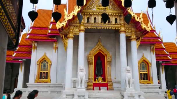 Bangkok Thailand Mayıs 2019 Wat Benchamabophit Dusitvanaram Mermer Tapınağı Nın — Stok video