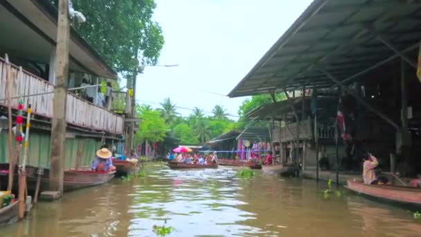 Damnoen Saduak Thailand Maio 2019 Observe Mercado Flutuante Ton Khem — Vídeo de Stock