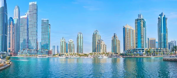 Dubai Uae March 2020 Observe Panorama Dubai Marina Its Promenade — Stock Photo, Image
