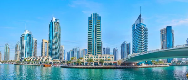 Dubai Uae March 2020 Panorama Dubai Marina Emreef Bridge Modern — Stock Photo, Image