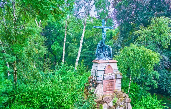 Скульптурная Композиция Называемая Иисус Умирает Кресте Является Станцией Крестного Пути — стоковое фото
