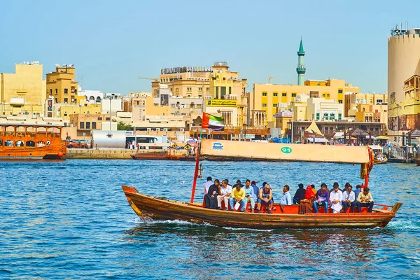 Dubai Emirados Árabes Unidos Março 2020 Velho Barco Abra Com — Fotografia de Stock