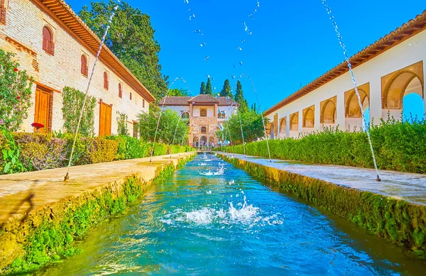 Granada Spain September 2019 Old Water Channel Stretches Patio Irrigation — Stock Photo, Image