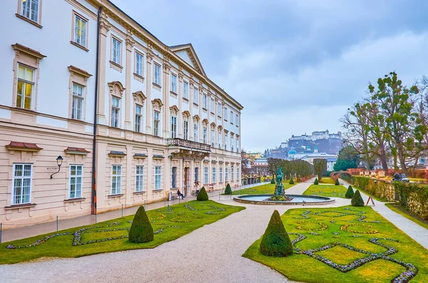 Salzburg Austria Mart 2019 Mirabell Sarayı Manzaralı Arka Planda Bahçeleri — Stok fotoğraf