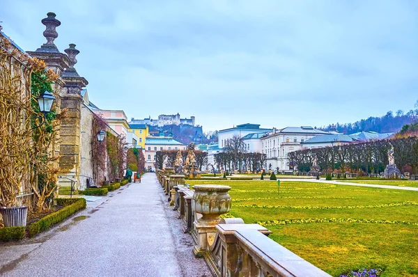 Salzburg Áustria Março 2019 Famoso Jardim Mirabell Coração Cidade Velha — Fotografia de Stock