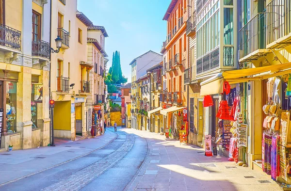 Granada Spanien September 2019 Der Souvenirmarkt Der Straße Cuesta Gomerez — Stockfoto