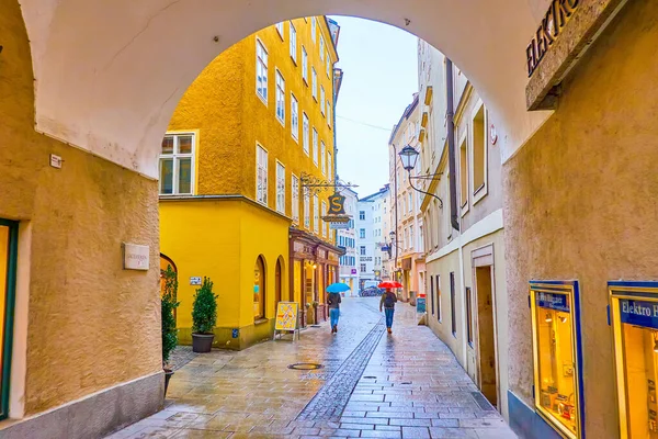 Salzburg Österreich März 2019 Der Blick Durch Den Historischen Sauterbogen — Stockfoto