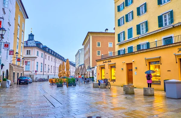 Salzburg Rakousko Března 2019 Časné Ráno Linzerově Ulici Hlavní Nákupní — Stock fotografie