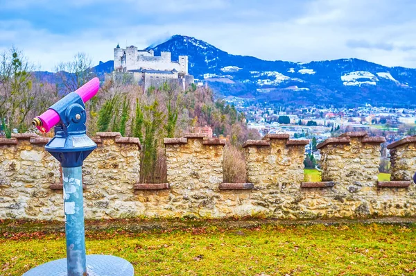 Salzburg Ausztria Március 2019 Népszerű Turisztikai Kilátó Monchsberg Hegy Csúcsán — Stock Fotó