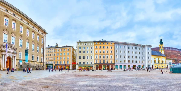 Salzburg Austria Marzo 2019 Gran Residenzplatz Con Línea Edificios Históricos — Foto de Stock