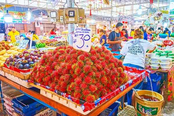 Bangkok Thailand May 2019 Heaps Fresh Fruits Rambutan Mango Mangosteen — ストック写真