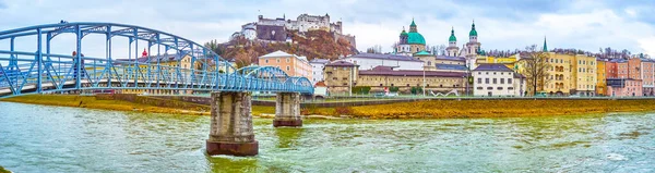 Salzburg Autriche 1Er Mars 2019 Vue Panoramique Sur Rive Rivière — Photo