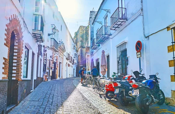 Arcos Spanje September 2019 Vroege Ochtend Perfecte Tijd Koffie Drinken — Stockfoto