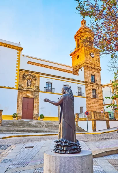 Het Monument Van Pena Flamenca Zanger Beroemd Als Perla Cadiz — Stockfoto