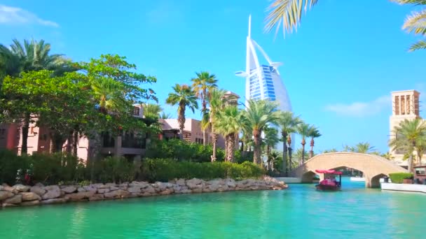Dubai Uea March 2020 Pasar Souk Madinat Jumeirah Menawarkan Kanal — Stok Video