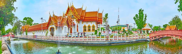 Bangkok Thaïlande Mai 2019 Panorama Avec Ubosot Salle Ordination Temple — Photo