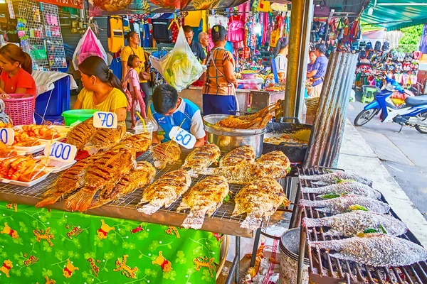 Bangkok Thailand Mei 2019 Kraam Van Talad Saphan Phut Markt — Stockfoto