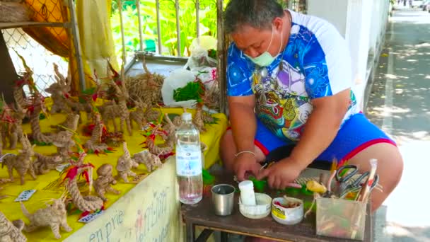 Chiang Mai Tilland Maj 2019 Hantverkaren Gör Populära Stickade Rep — Stockvideo