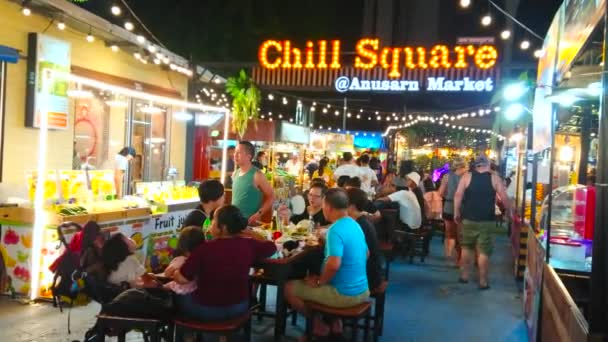 Chiang Mai Thailand Mei 2019 Drukke Food Court Chill Square — Stockvideo