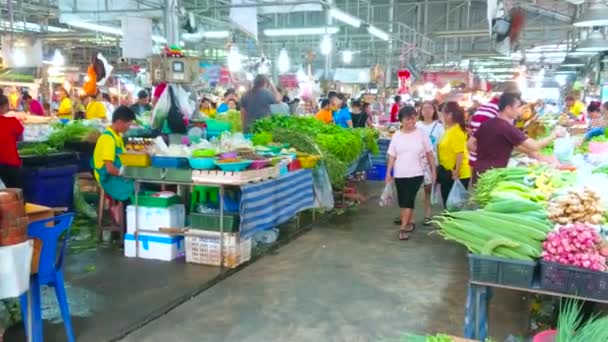 Bangkok Thaïlande Mai 2019 Allée Étroite Entre Les Étals Nourriture — Video