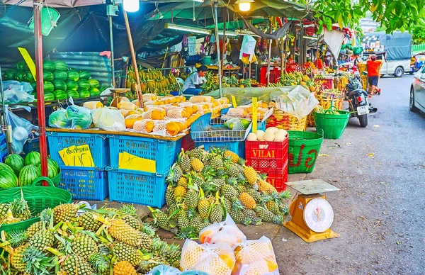 Bangkok Thailand Maj 2019 Mahanak Fruktmarknad Har Stora Mängder Olika — Stockfoto