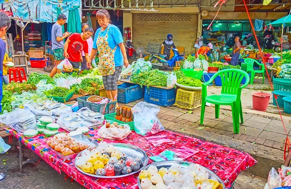 Bangkok Thailand Maio 2019 Barraca Livre Mercado Frutas Mahanak Com — Fotografia de Stock