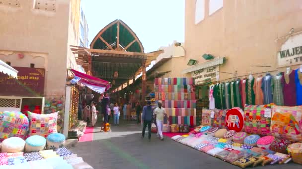 Dubai Vae Maart 2020 Dubai Old Souk Markt Beschikt Traditionele — Stockvideo