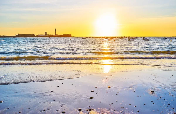 Wandel Vloedlijn Van Atlantische Oceaan Bij Het Gezellige Strand Van — Stockfoto